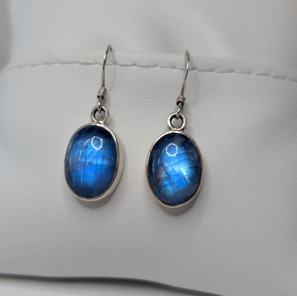 Sterling Blue Labradorite Feldspar Earrings - Everyday Gemstone 925 Silver